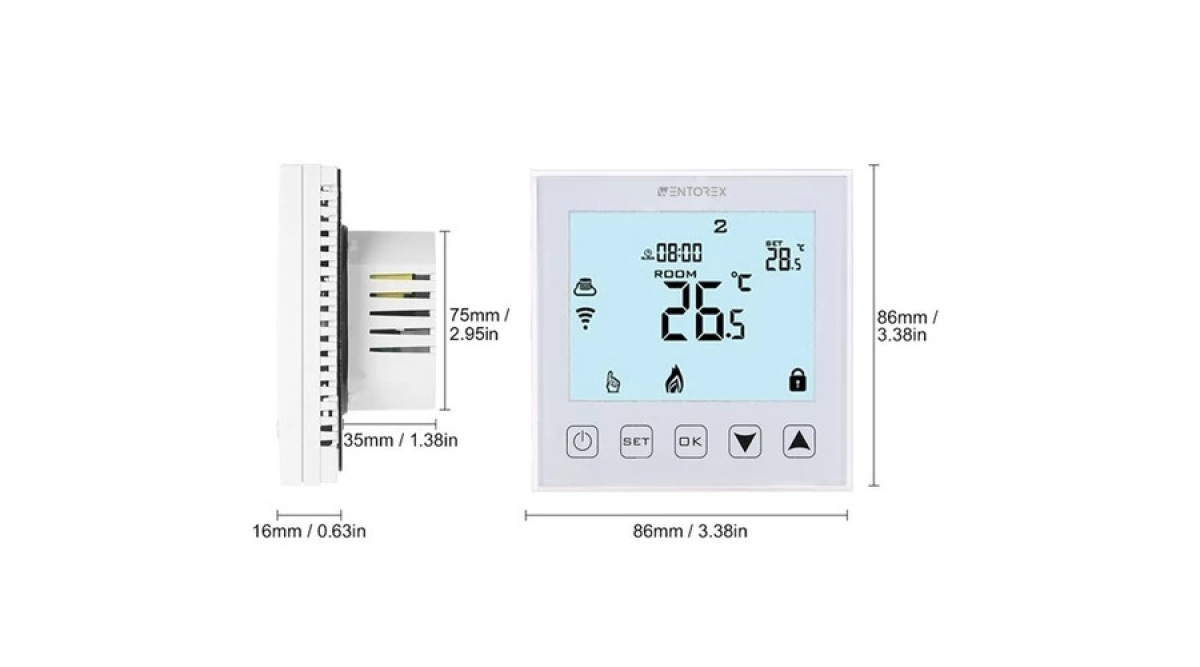 WENTOREX Control FE-3 Wifi Érintőgombos szobatermosztát elektromos padlófűtéshez