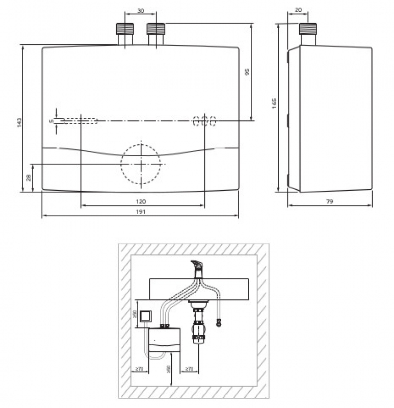 Vaillant miniVED H 3/3 N Elektromos átfolyós vízmelegítő szabadkifolyású -  Netkazán
