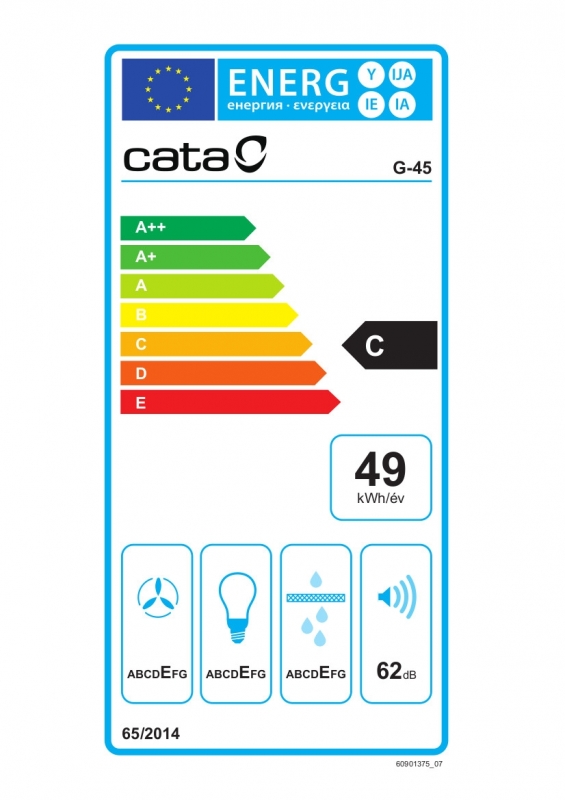 Cata G-45 WH/L LED Beépíthető Páraelszívó fehér