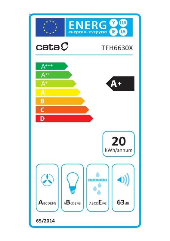 Cata TFH-6630 INOX Beépíthető Kihúzható páraelszívó