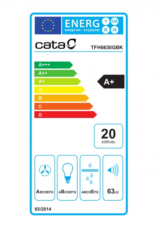 Cata TFH-6630 BK Beépíthető Kihúzható páraelszívó fekete