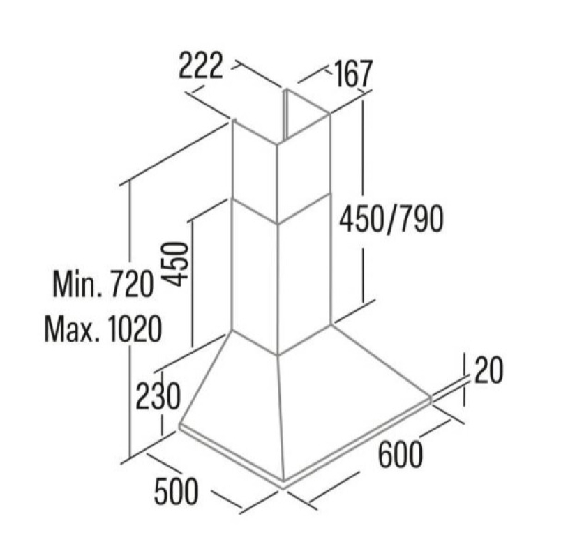 Cata OMEGA 600 X/M Fali Páraelszívó inox