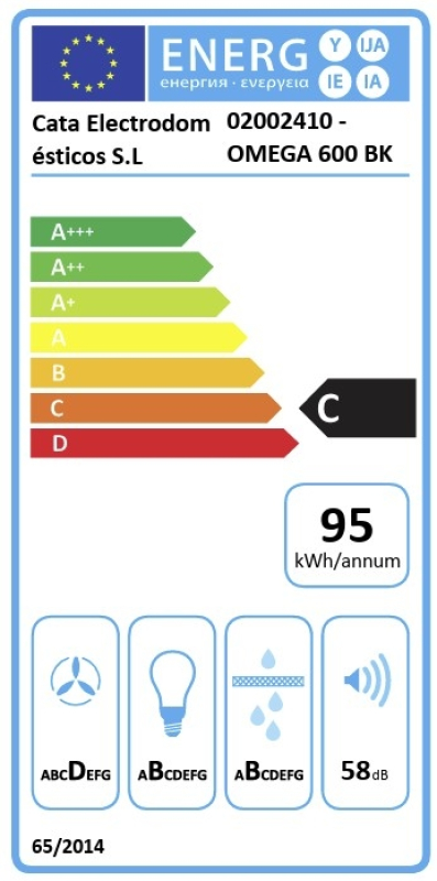 Cata OMEGA 600 BK/M Fali Páraelszívó fekete