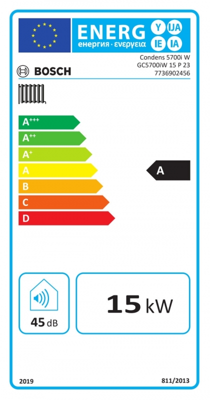 Bosch Condens 5700i W GC5700iW 15 P 23 Fali kondenzációs fűtő gázkazán