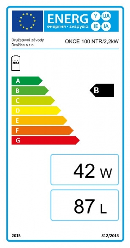 Drazice OKCE 100 NTR 2,2kW Álló 1 Hőcserélős Indirekt tároló elektromos fűtőbetéttel