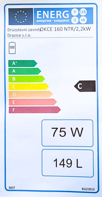 Drazice OKCE 160 NTR 2,2kW Álló 1 Hőcserélős Indirekt tároló elektromos fűtőbetéttel