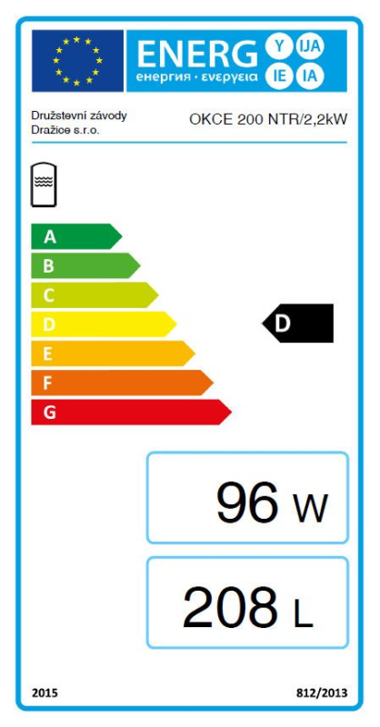 Drazice OKCE 200 NTR 2,2kW Álló 1 Hőcserélős Indirekt tároló elektromos fűtőbetéttel