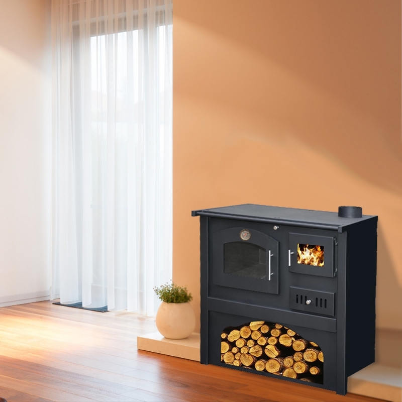 Leziter Milos Szilárd tüzelésű tűzhely fekete jobbos 6 kw (MILOS-R)