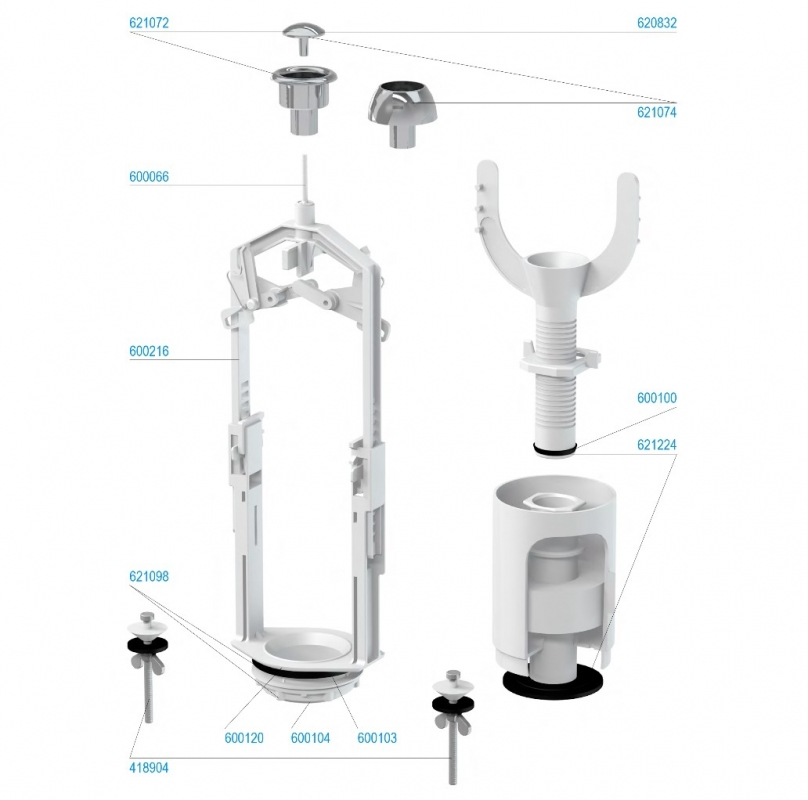 Slovarm Leeresztőszelep öblítőtartályhoz, START/STOP, króm, 2, 2 1/4 621164