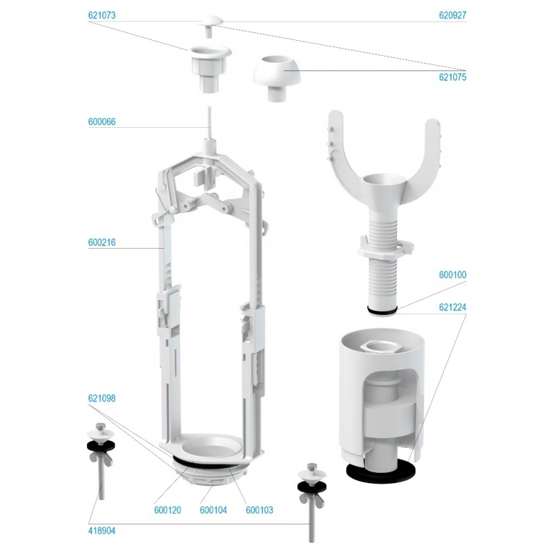 Slovarm Leeresztőszelep öblítőtartályhoz, START/STOP, fehér, 2, 2 1/4 621163