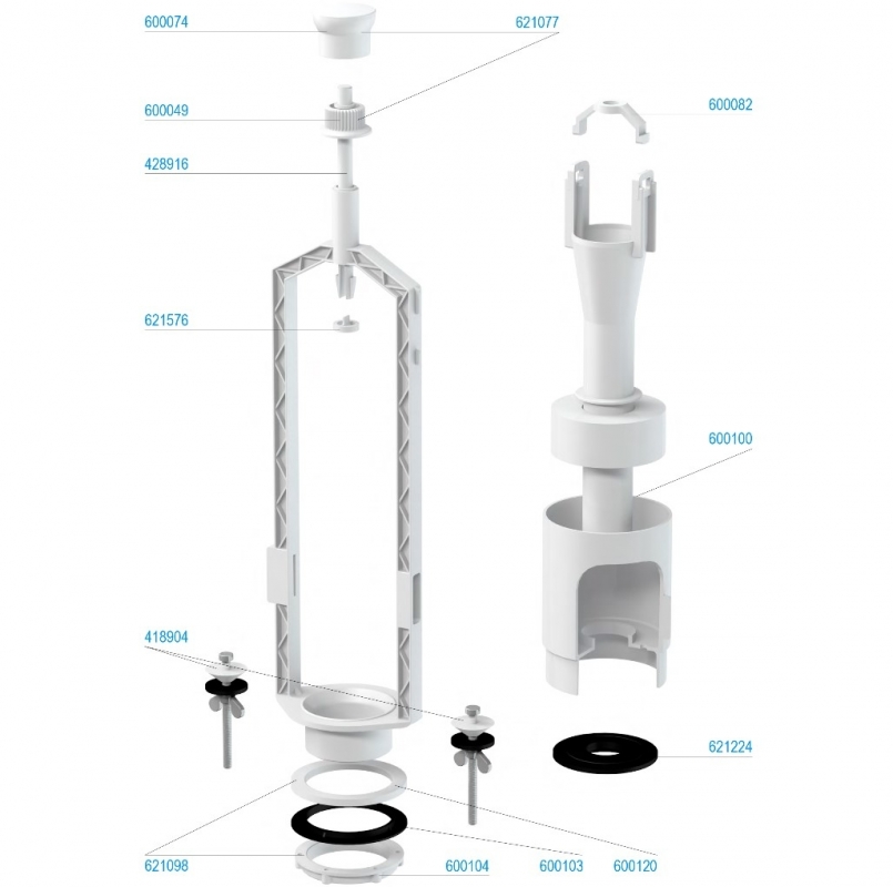 Slovarm Leeresztőszelep öblítőtartályhoz, START/STOP, fehér 621165