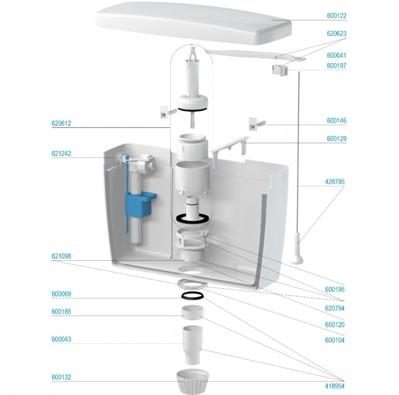 Slovarm Öblítőtartály, magasra szerelhető, DUAL, 9L 417011