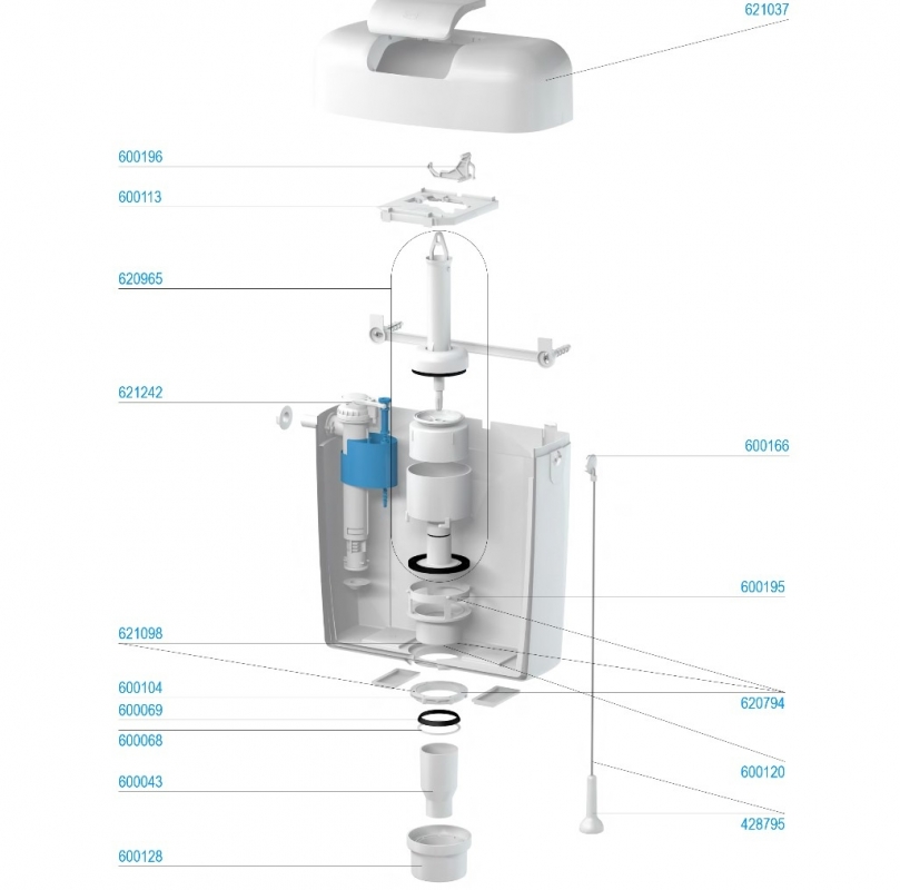 Slovarm Öblítőtartály, magasra szerelhető, DUAL, 6L 620875