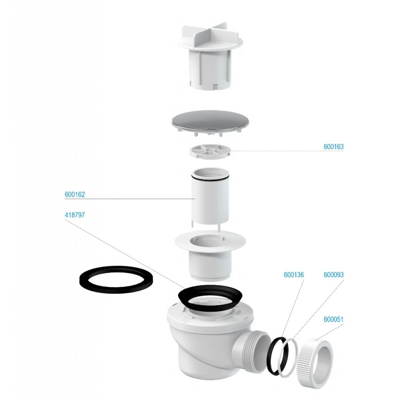 Slovarm Zuhanytálca-szifon, Ø50/60-as átmérőhöz, műanyag fedlap, króm 621053