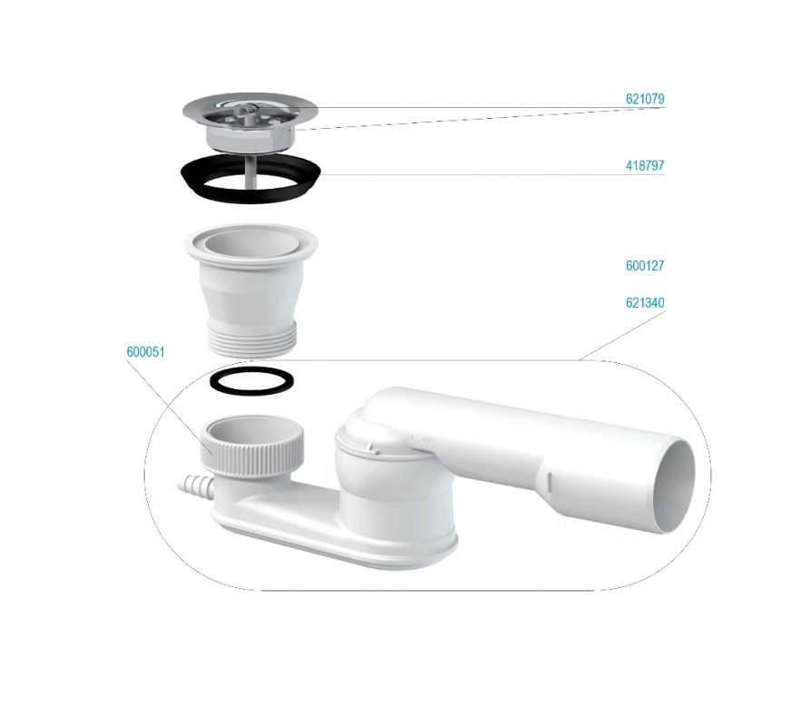 Slovarm Zuhanytálca-szifon, Ø50/60-as átmérőhöz, rozsdamentes acél lefolyószűrő 620979
