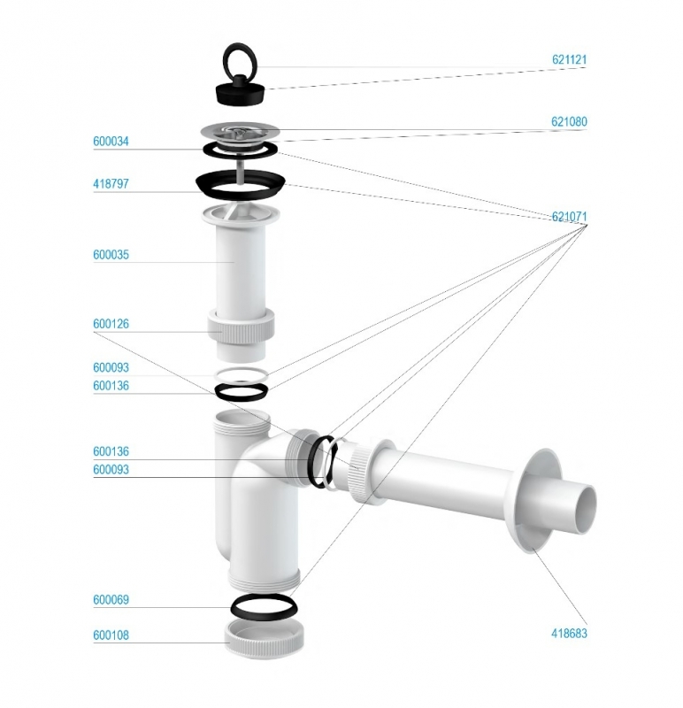 Slovarm Mosdószifon, rozsdamentes acél lefolyószűrő Ø63 621358
