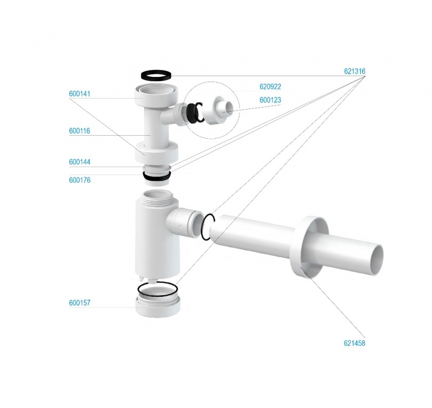 Slovarm Mosdószifon, leeresztőszelep nélkül, csatlakozócsonkkal 621307