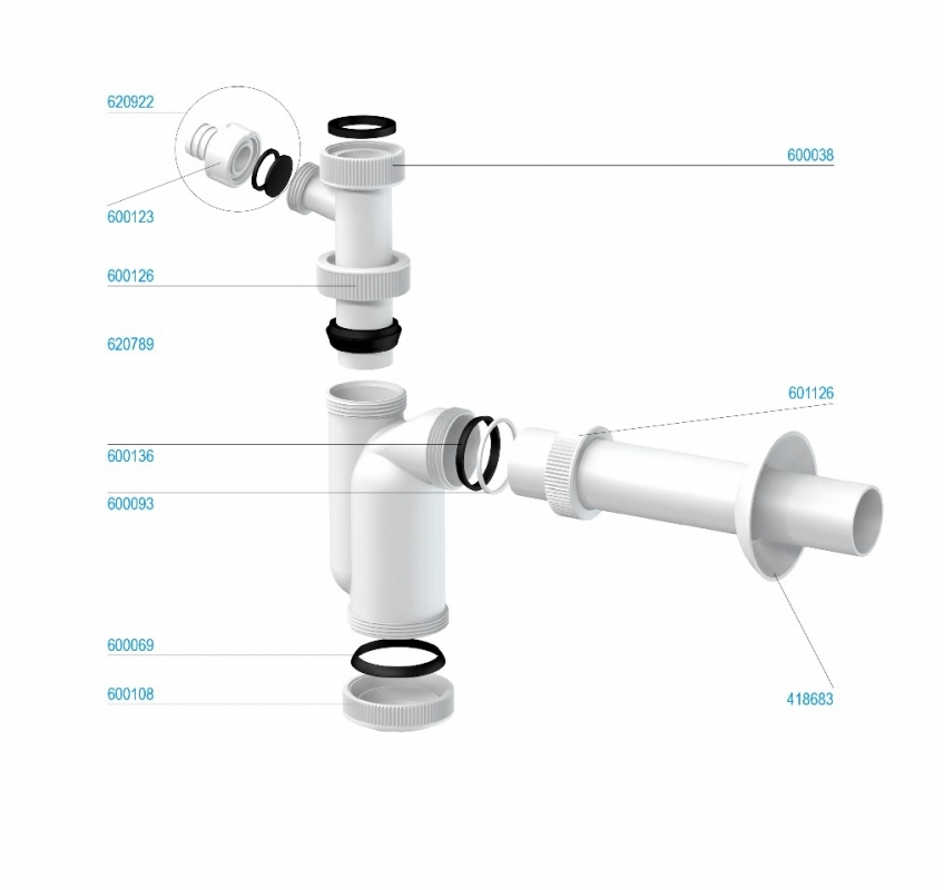 Slovarm Mosdószifon leeresztőszelep nélkül, csatlakozócsonkkal 621560