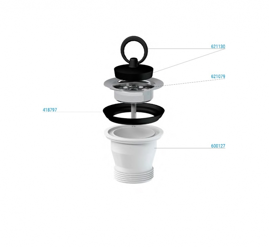 Slovarm Leeresztőszelep, Ø70 mm-es rozsdamentes acél lefolyószűrővel 620651