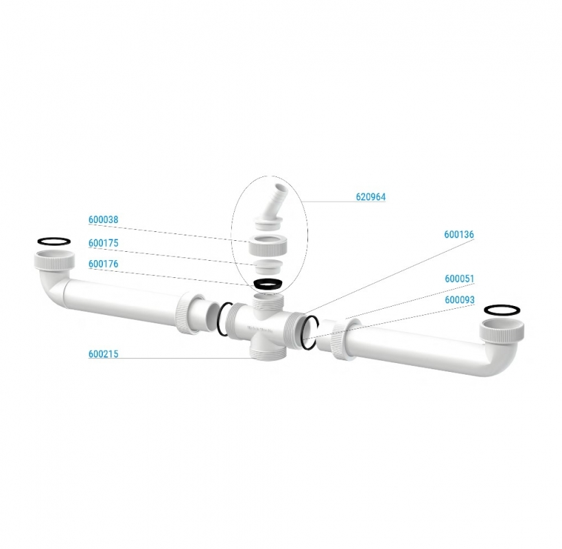 Slovarm Kétmedencés mosogatószinfonhoz való csatlakoztató elem, csatlakozócsonkkal 620655
