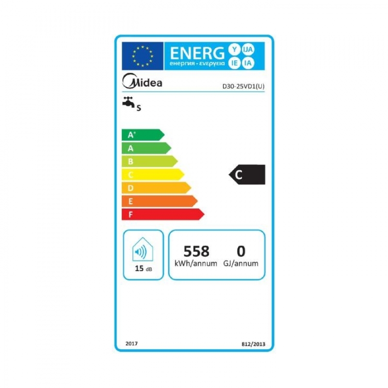 Midea D30-25VD1(U) Elektromos vízmelegítő, bojler, 30 literes, 2500w