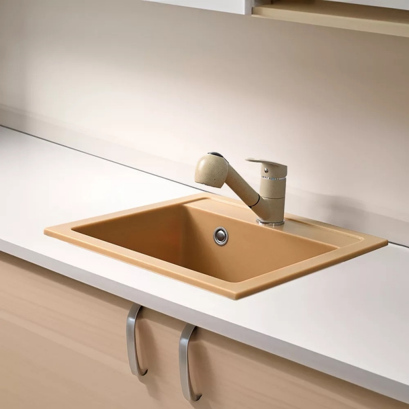 Leziter Carol Egykaros mosogató csaptelep, bézs (ZS-7017-Beige)