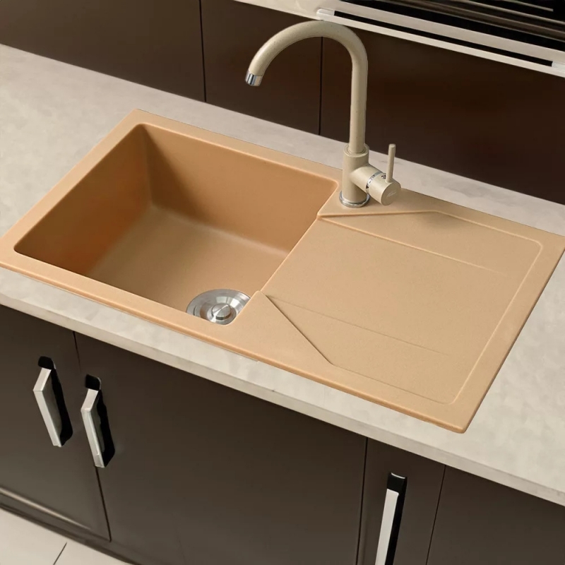 Leziter Noril Egykaros mosogató csaptelep, bézs (ZS-7018-Beige)