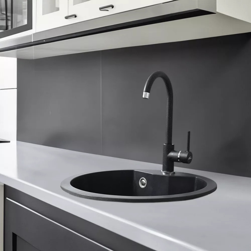 Leziter Noril Egykaros mosogató csaptelep, fekete (ZS-7018-Black)