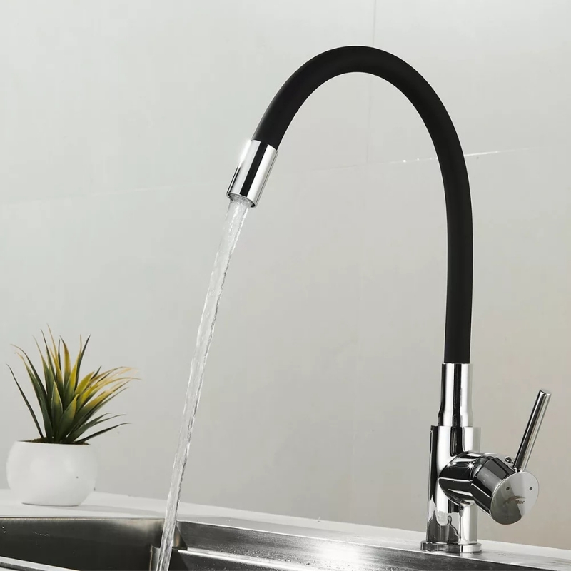 Leziter Corin Álló mosogató csaptelep flexibilis kifolyócsővel, fekete (ZS-7012)