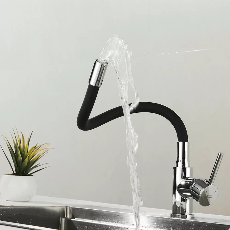 Leziter Corin Álló mosogató csaptelep flexibilis kifolyócsővel, fekete (ZS-7012)