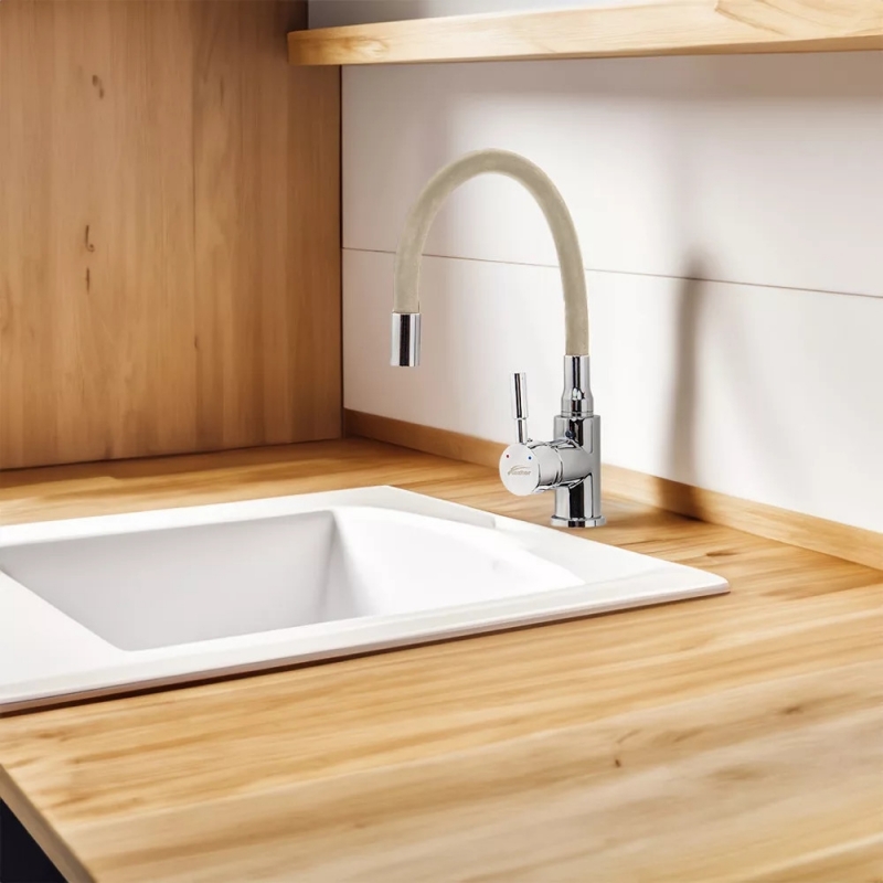 Leziter Corin Álló mosogató csaptelep flexibilis kifolyócsővel, bézs (ZS-7012-BEI)