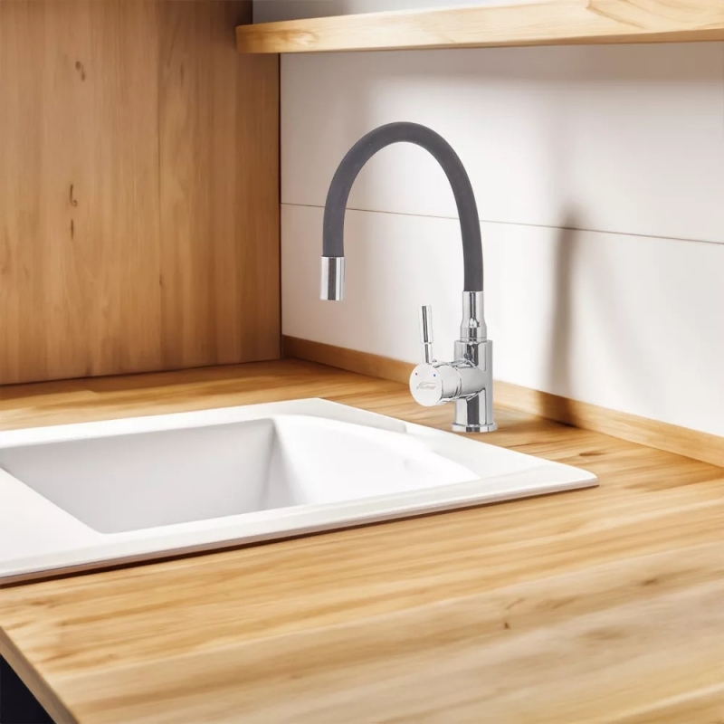 Leziter Corin Álló mosogató csaptelep flexibilis kifolyócsővel, szürke (ZS-7012-GR)