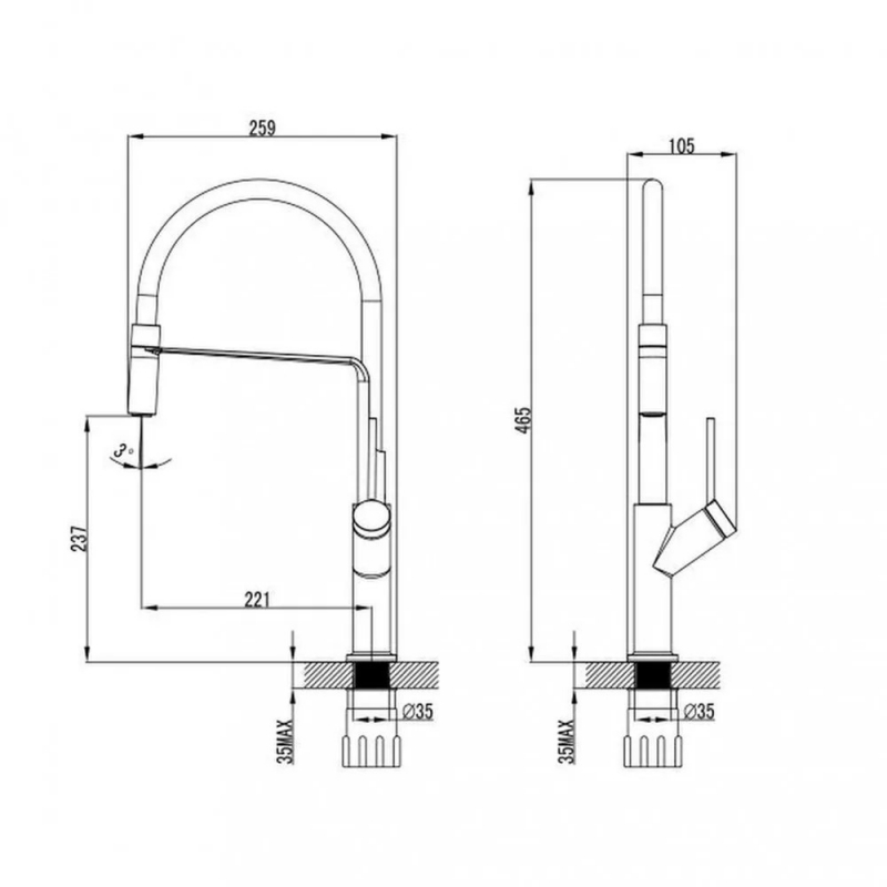 Fizz Egykaros mosogató csaptelep kihúzható fejjel (ACS0216)
