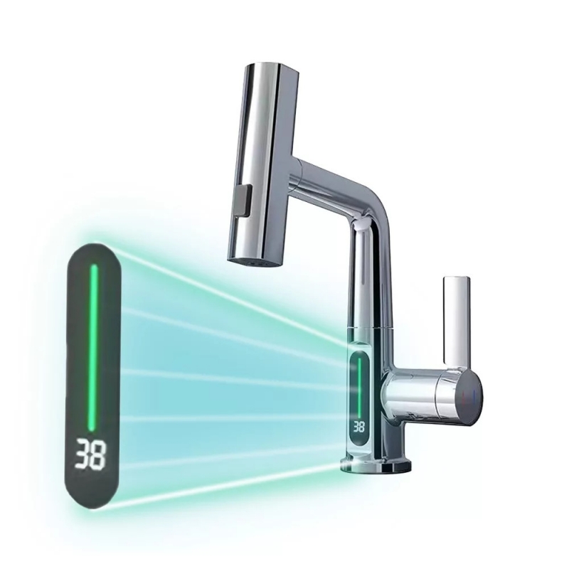 Leziter Mara Mosogató csaptelep multifunkciós fejjel digitális kijelzővel, króm (ZS-7020-CH)