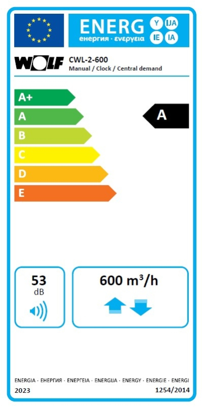 Wolf CWL-2-600 4/0 R Fali hővisszanyerős szellőztető jobbos kivitelben