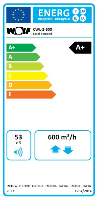 Wolf CWL-2-600 4/0 R Fali hővisszanyerős szellőztető jobbos kivitelben