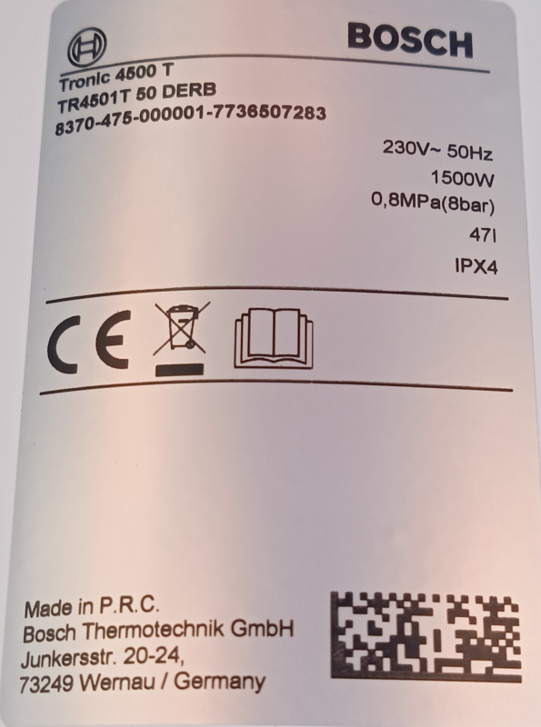 Bosch Tronic TR4501T 50 EBP Lapos villanybojler (csomagolás és termék sérült) 25/278