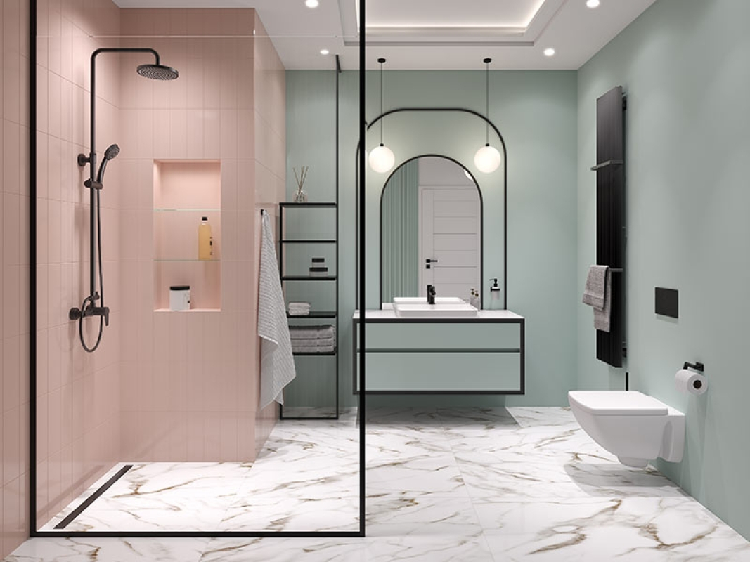 Ferro Greta Black Falra szerelhető WC-kefe tartóval, matt fekete