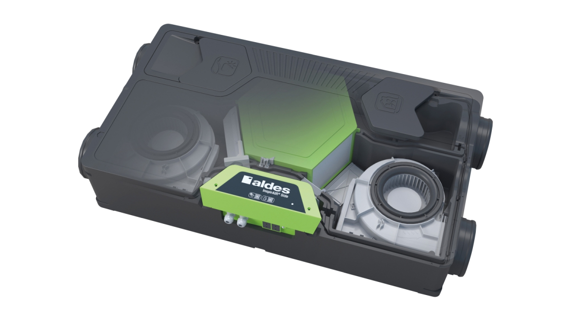 Aereco InspirAir Side V2 Classsic 300 DHU ERV Központi hővisszanyerős szellőztető berendezés entalpia hőcserélővel