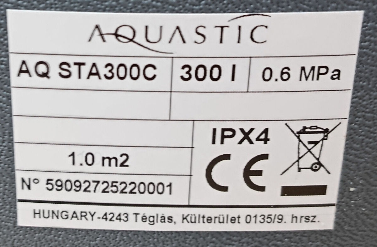 Aquastic AQ STA 300 C 1 Hőcserélős indirekt tároló 300 literes (termék sérült) 26/53