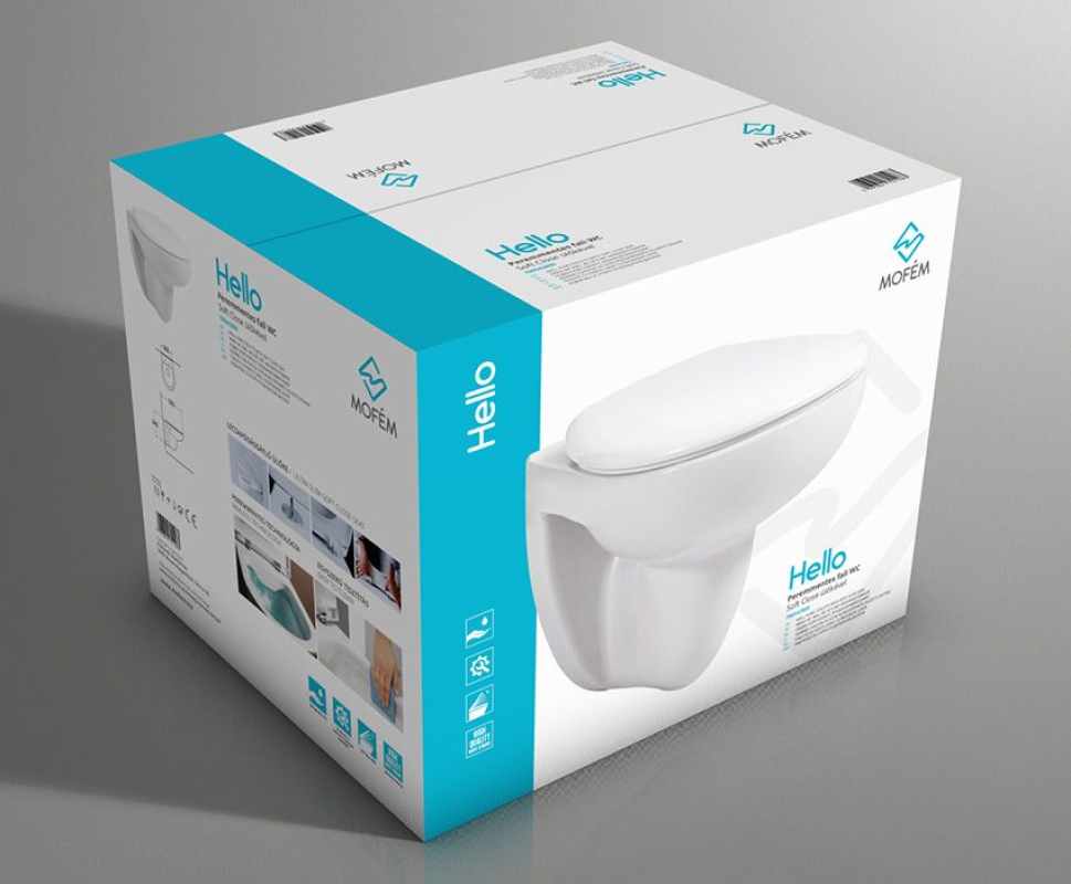 Mofém Hello Perem nélküli fali kerámia WC lecsapódásgátló ülőkével 700542800