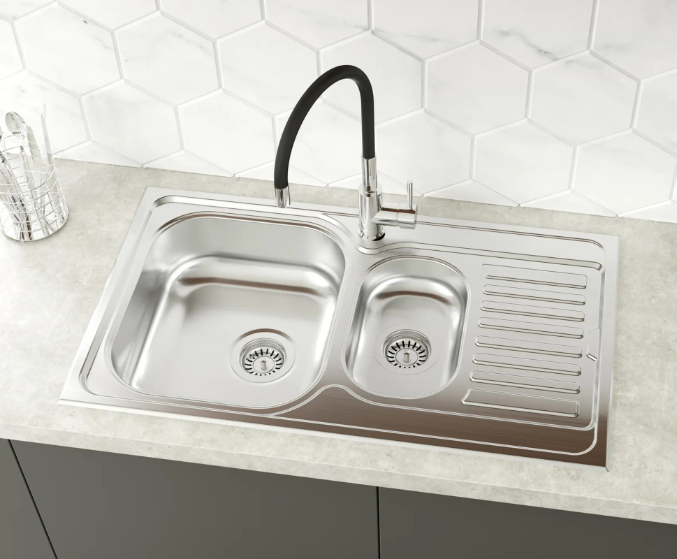 Mofém Infinite Rozsdamentes mosogatótálca gyümölcsmosó medencével és 1/2 csepptálcával 760012812