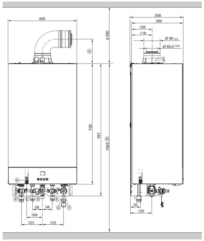 Viessmann Vitodens Classic BPKB-25 Fali kondenzációs kombi gázkazán 25kW 3205004