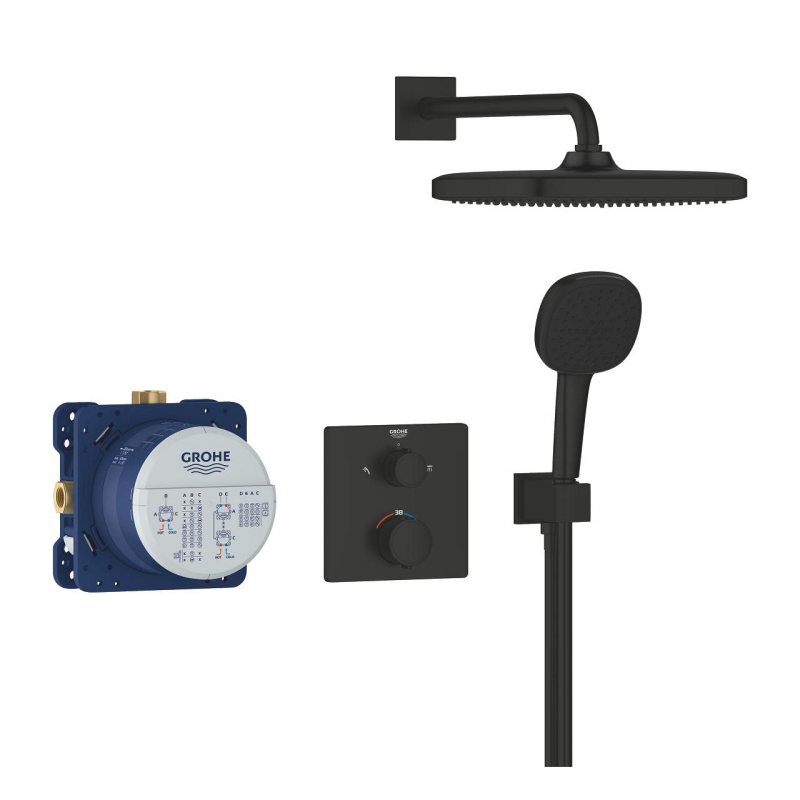 Grohe Precision Termosztátos rejtett zuhanyrendszer Vitalio Comfort 250 zuhanyfejjel matt fekete 348822430