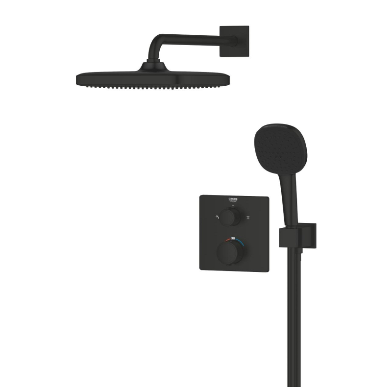 Grohe Precision Termosztátos rejtett zuhanyrendszer Vitalio Comfort 250 zuhanyfejjel matt fekete 348822430