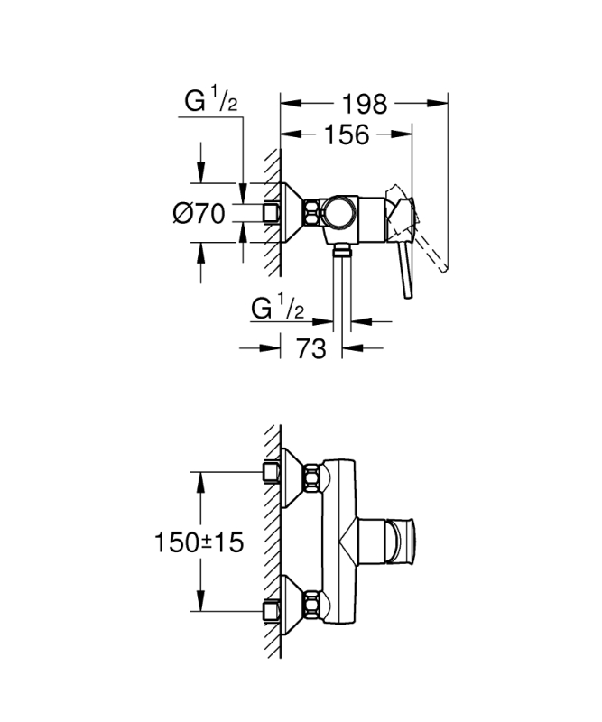 Grohe Start Classic egykaros zuhany csaptelep zuhanyszett nélkül 23786000