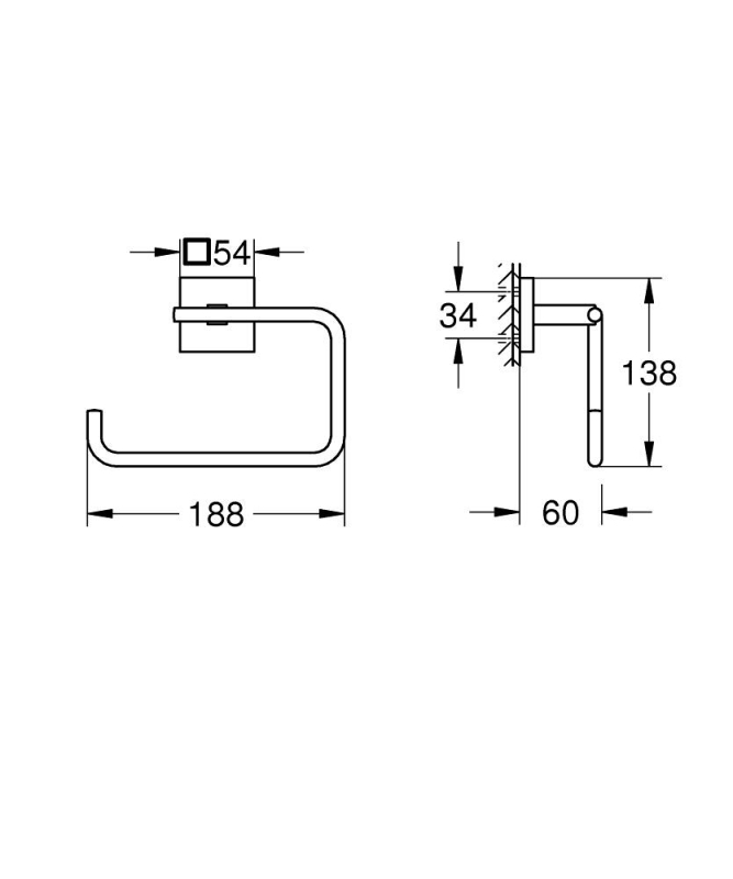 Grohe Start Cube Szögletes törölköztőtartó gyűrű matt fekete 409752430