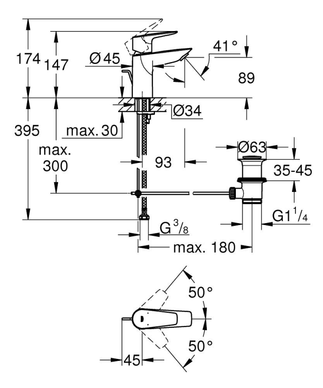 Grohe Edge S egykaros mosdó csaptelep króm 24196001