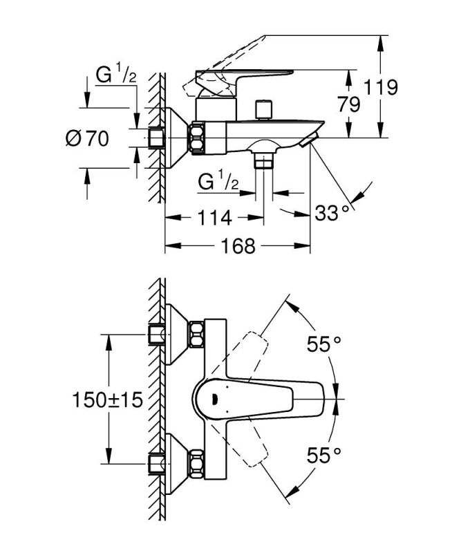 Grohe Start Edge egykaros kádtöltő csaptelep zuhanyszett nélkül matt fekete 241982431
