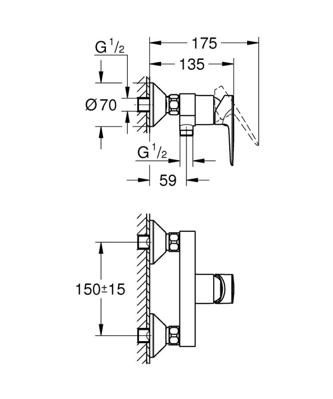 Grohe Start Edge egykaros zuhany csaptelep zuhanyszett nélkül matt fekete 233472431